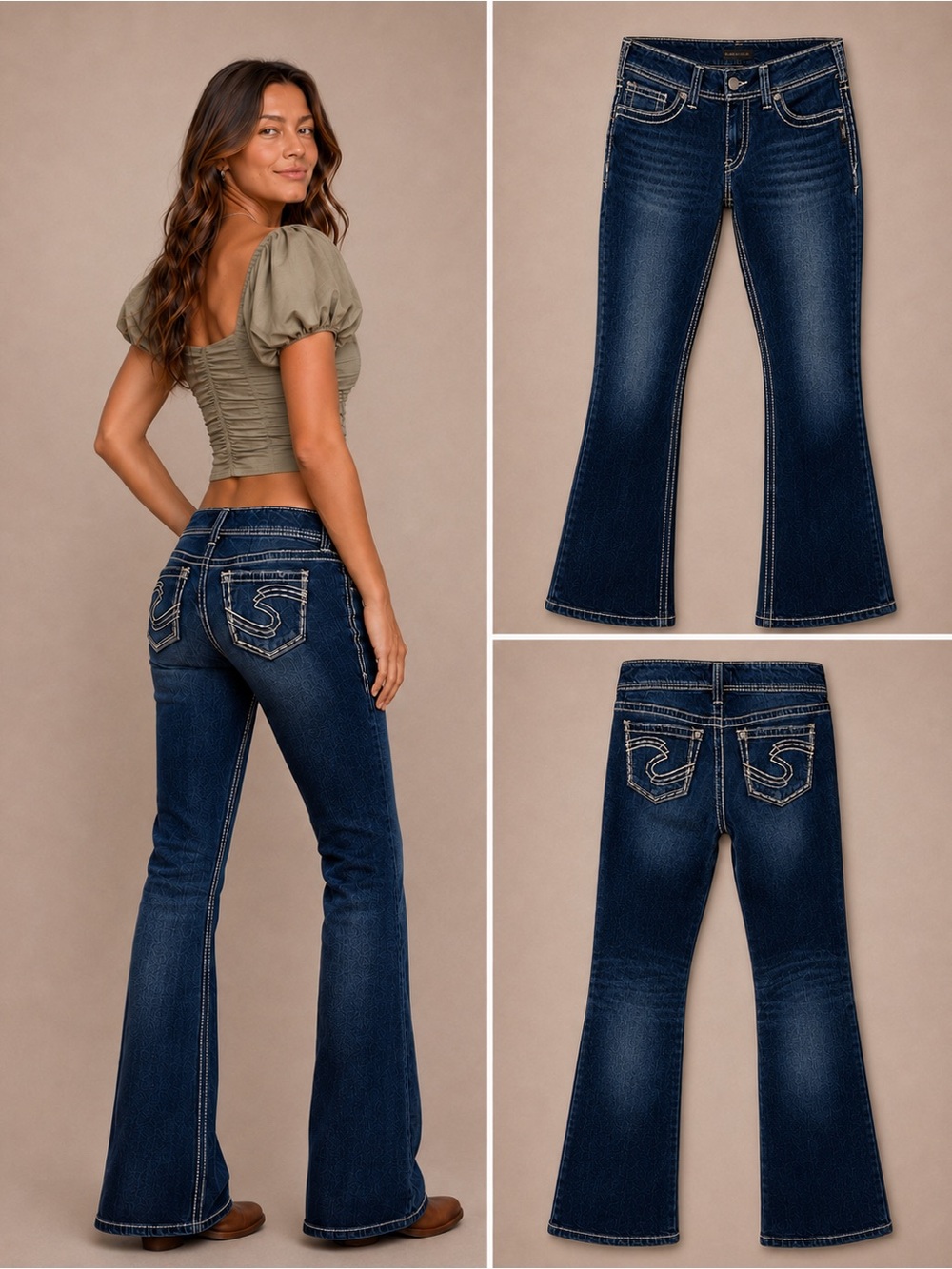 Silver Jeans Co. Suki Mid Rise Bootcut Jeans W28 L32 Thick Stitch Y2K